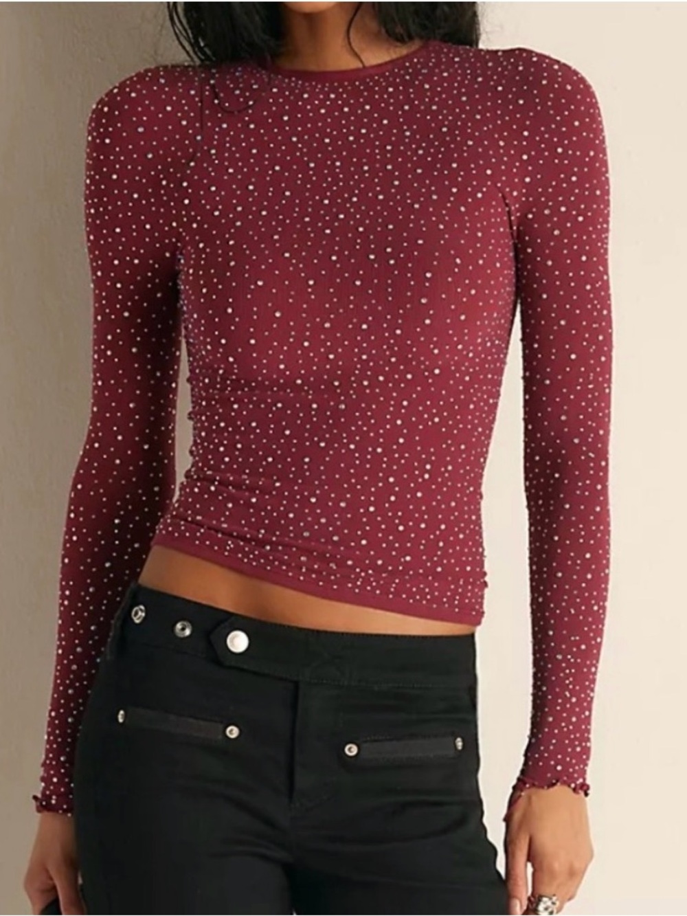 NWT Free People Night Sky Long Sleeve Aged Red Medium/Large
